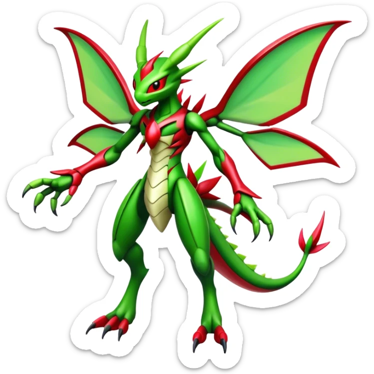  Cool Edgy Shiny Futuristic Ethereal Legendary Scizor-Digimon-Flygon-hybrid full body sticker