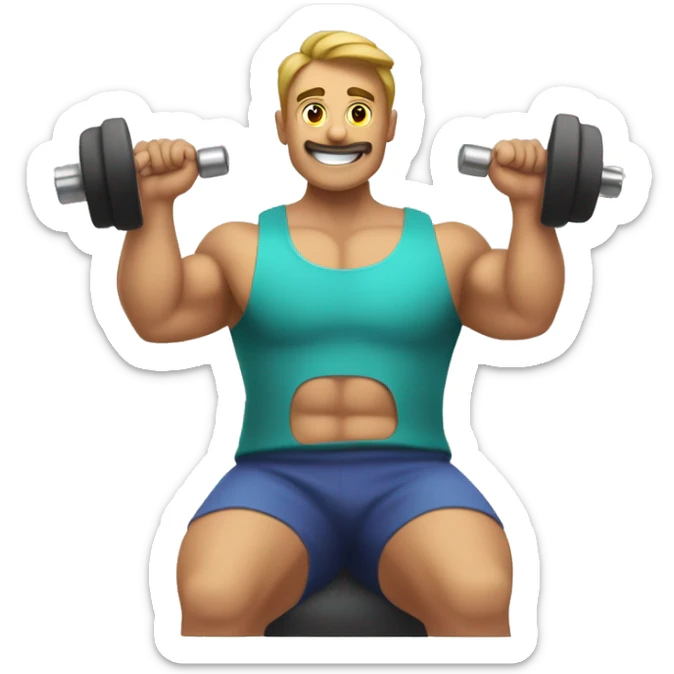 hombre con buen fisico entrenando en el gimnasio sticker