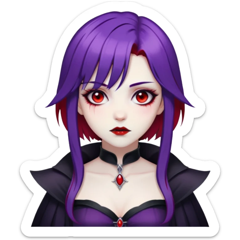 Beautiful ethereal Gorgeous Vampiric Edgy Anime Lady With Black red White Purple  sticker