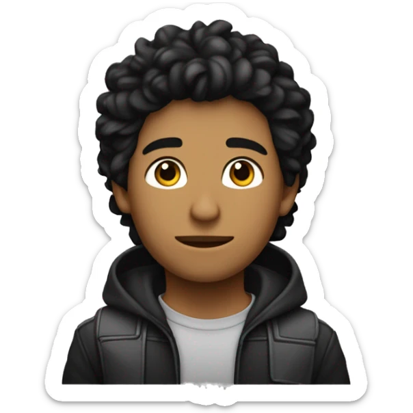 Chico joven delgado moreno con pelo negro y perilla desde una vista lateral cerpo entero sticker