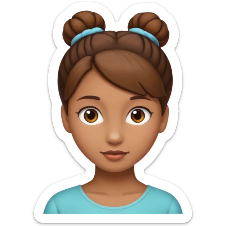 Girl with light brow skin and brown hair in bun sticker