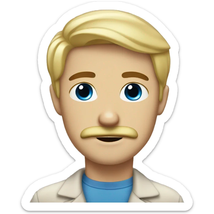 Blond blue eyes guy with moustache with brown hair brown eyes girl sticker