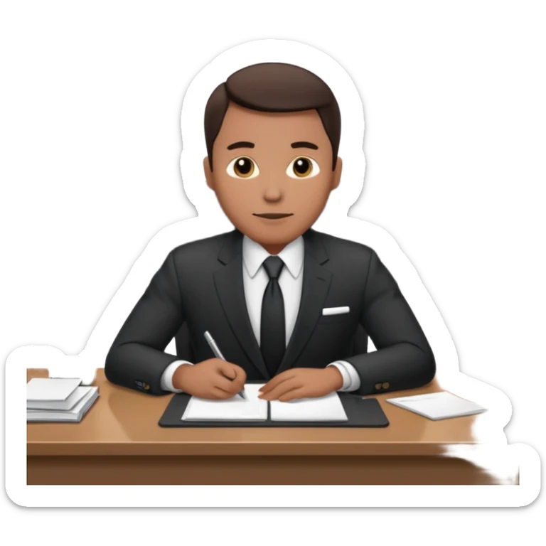 un recruteur à son bureau (l'image est tourné de 3/4) je veux une image qui soit de 3/4
 sticker