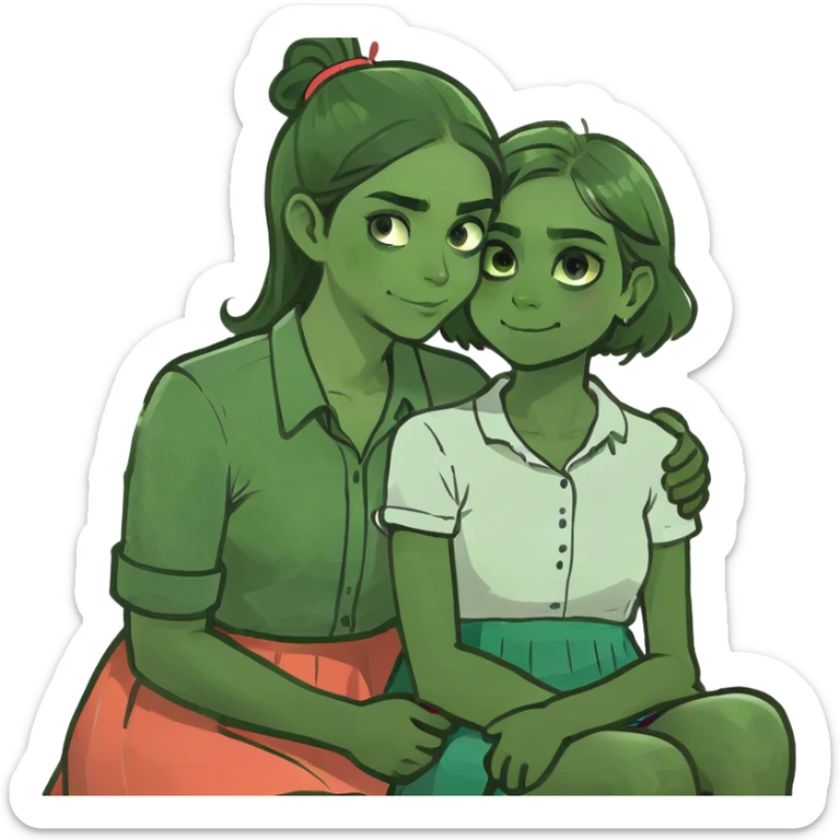 A girl sitting on a boy lap  sticker