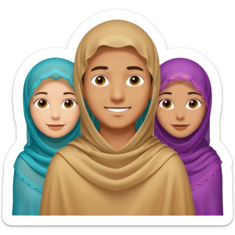 1 man emoji with short hair and 4 veiled women sticker
