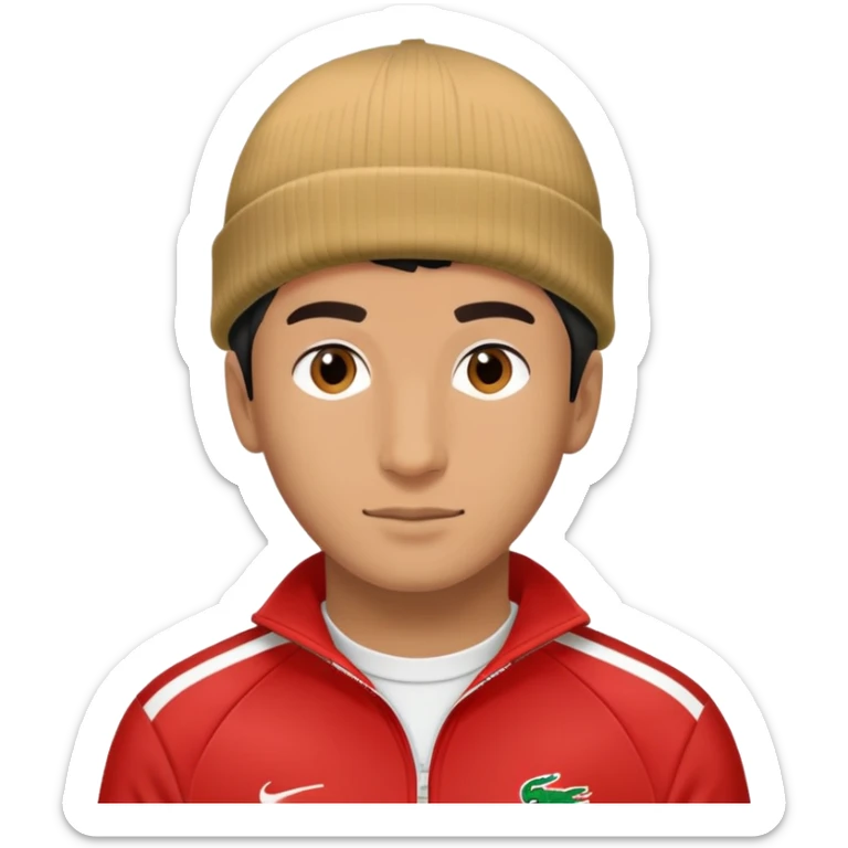 Un homme avec un survet de foot et un bonnet lacoste sticker