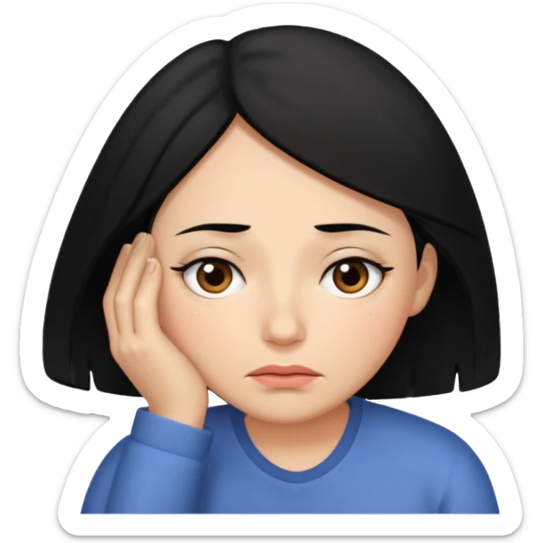 Tired overwhelmed mama black hair dark brown eye black hair  sticker