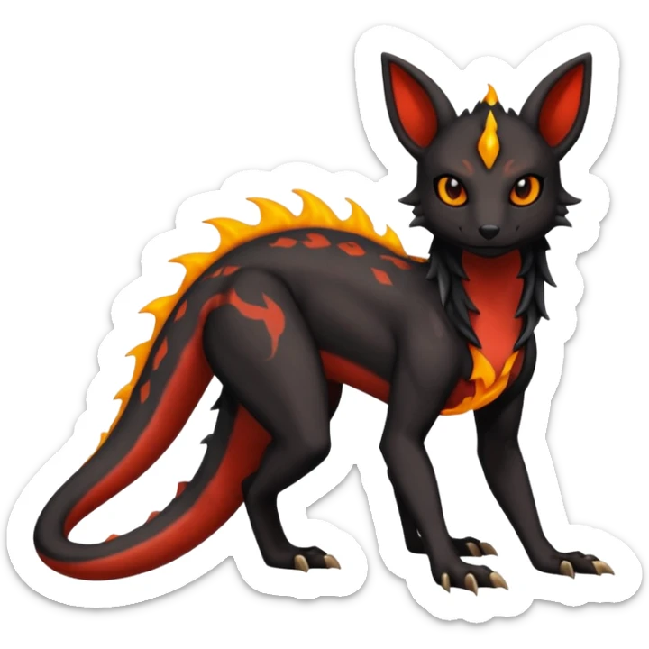 Edgy gothic dark evil volcanic magma-Salandit-Umbreon-Amaura-hybrid-fusion (full body) sticker