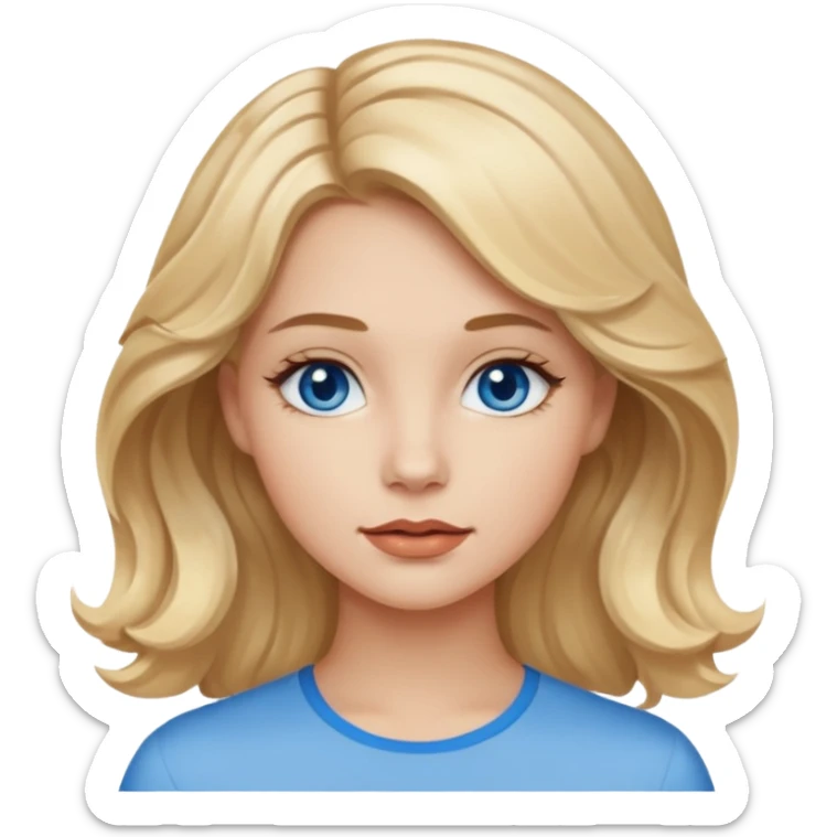 blondynka srednio krecone wlosy i niebieskie oczy obrysowane usta na jasny braz mloda sticker