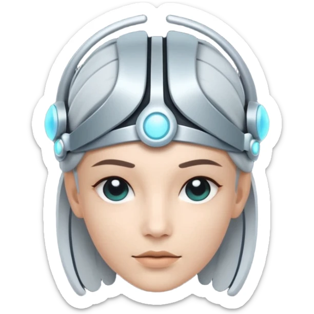 Minimal emoji of a futuristic neural headband with glowing nodes, clean lines, soft sci-fi glow, flat icon style, without human sticker