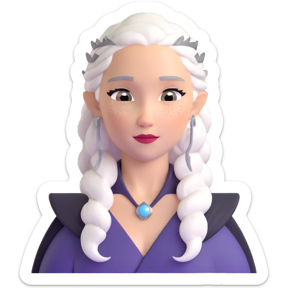 Mother of Dragons Daenerys Targaryen with silver hair, upper body sticker