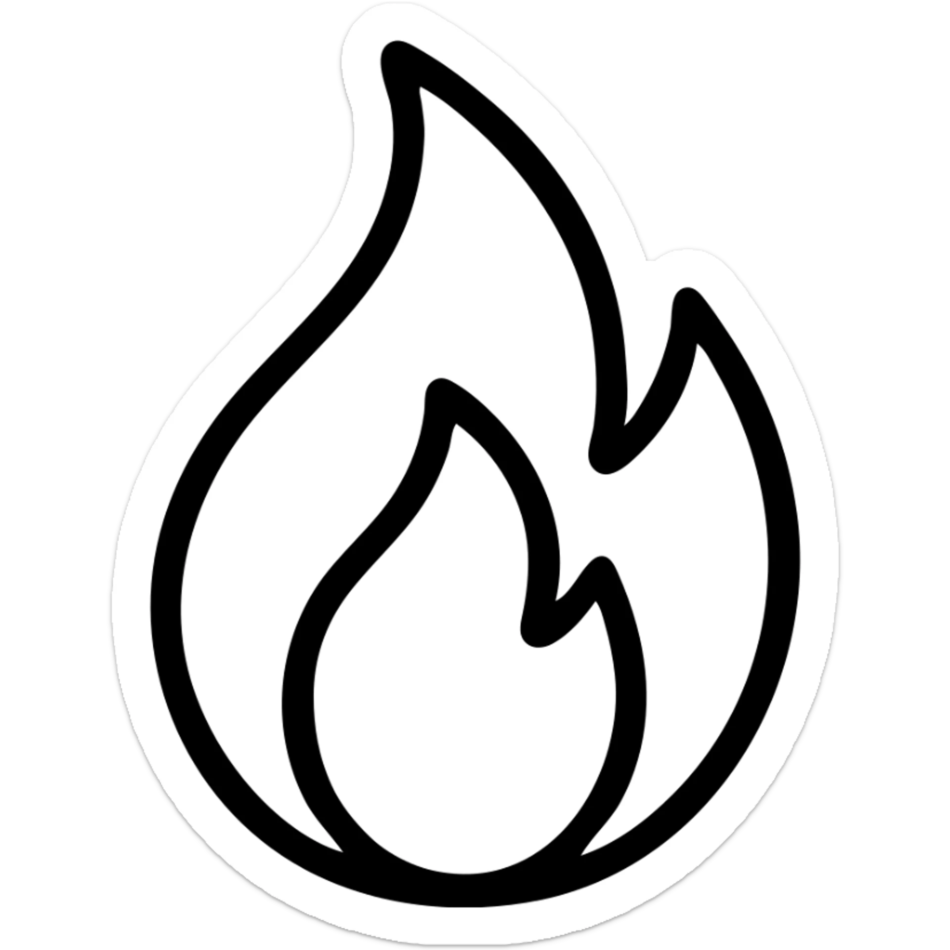 blue flame in the form of a Snapchat streak, minimal icon style, bold lines, outlined icon style, simple and recognizable sticker