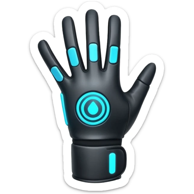 Minimal emoji of a futuristic nano-tech glove with subtle glowing lines, flat sci-fi wearable icon sticker