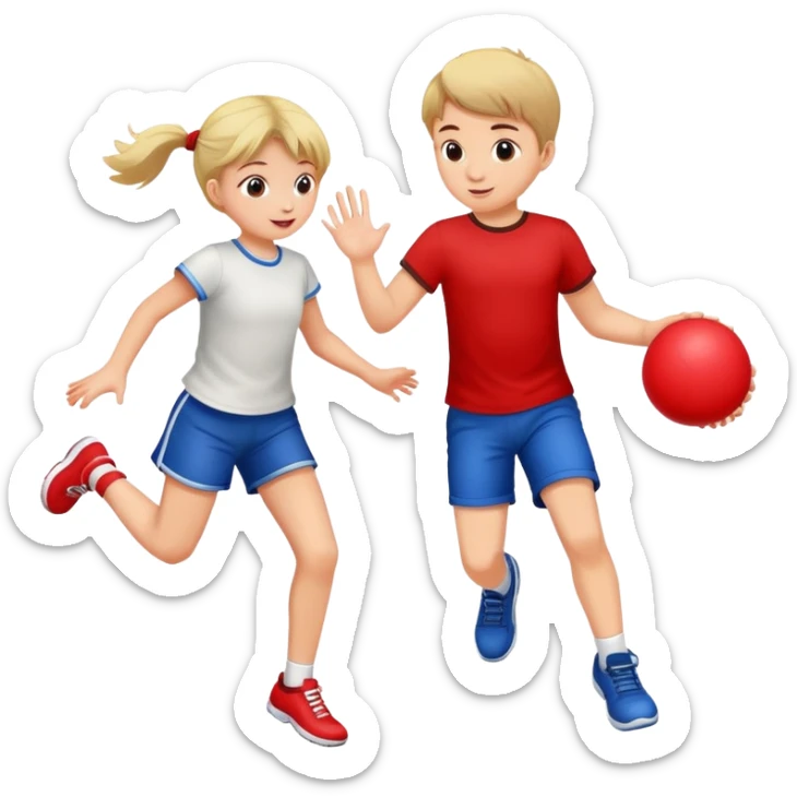 The girl and the boy like to bounce the ball sticker