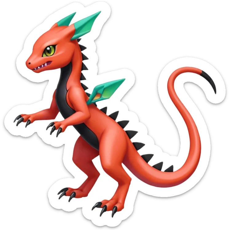 Meloetta-Guilmom-Salandit-Trico-Pokémon-Digimon-Fakémon-fusion-hybrid-creature sticker