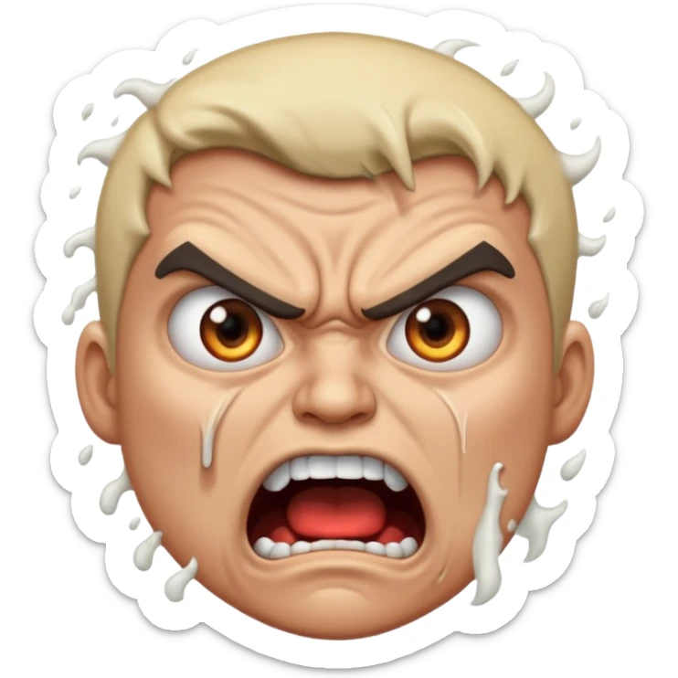 very angry and mad enraged fuming foaming at the mouth emoji really mad and sweating lots of detail sticker