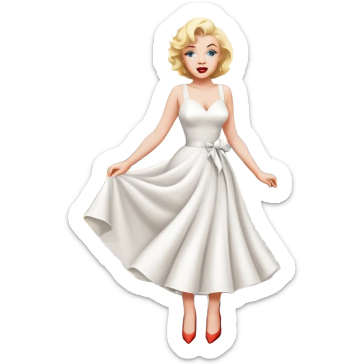 Marilyn Monroe in a white dress standing over a subway great holding her dress down as the wind blows ￼ sticker