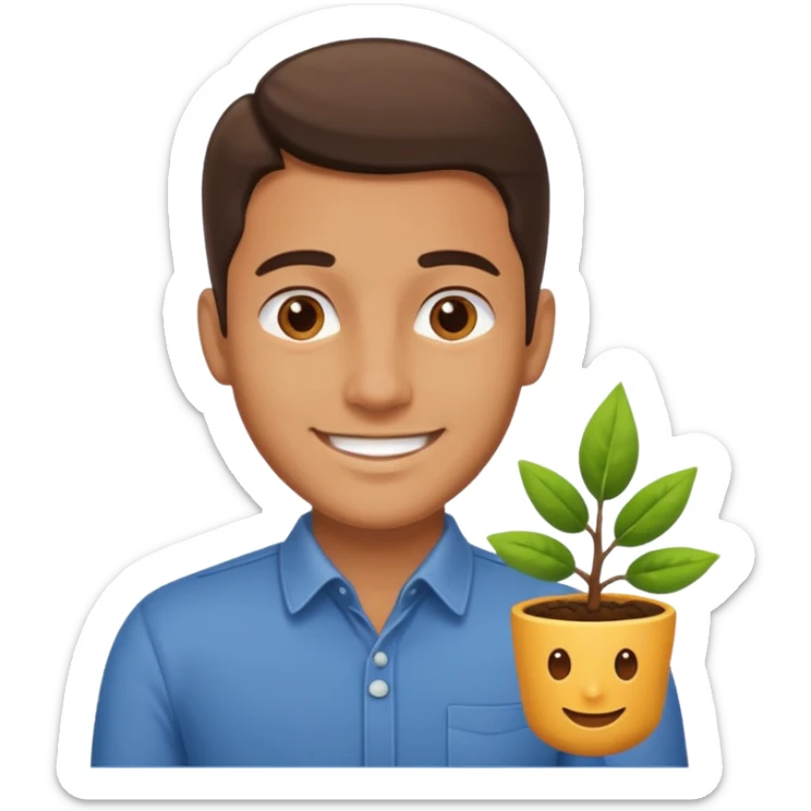 hazme un emoji que le este ayudando a una empresa a dejar de perder tiempo en tareas repetitivas y empezar a centrarse en lo que realmente importa: crecer. y que sea un hombre el emoji sticker