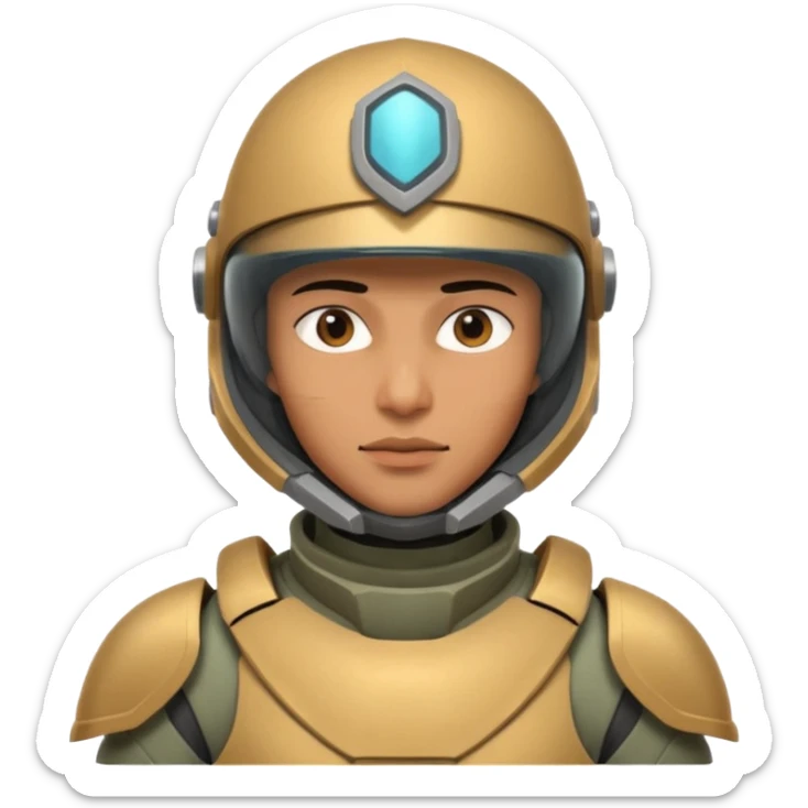 futuristic armored soldier human portrait, head and shoulders only, South Asian facial features, helmet visor, sci-fi armor details, 3D cartoon, mobile game icon style, clean background, no text, no watermark
 sticker