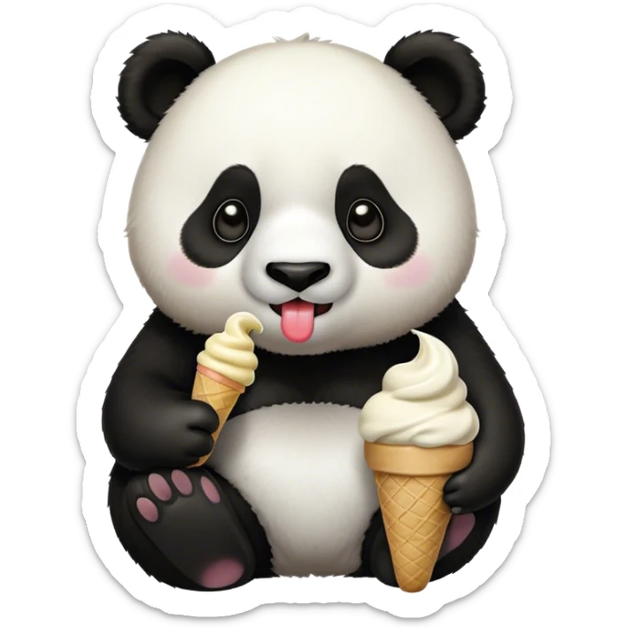 Panda eating ice cream sticker