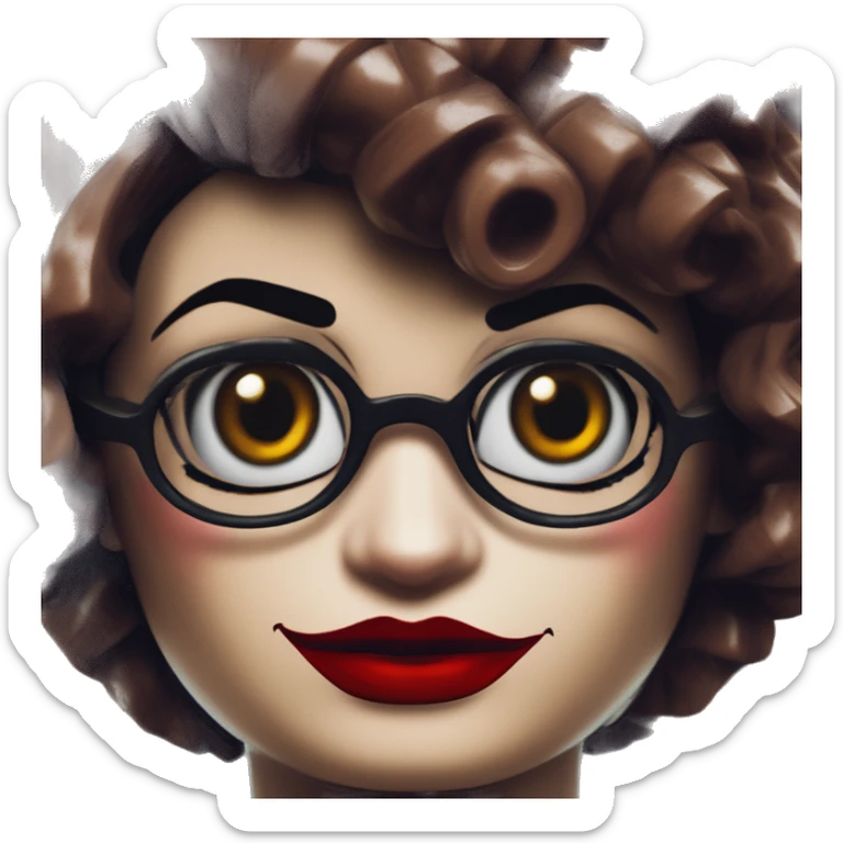 Harry Potter Lego in Harley Quinn style, oil paint, mysterious eyes, intricate lips, masterpiece portrait, odd perspective, beautiful, desirable, logical sticker