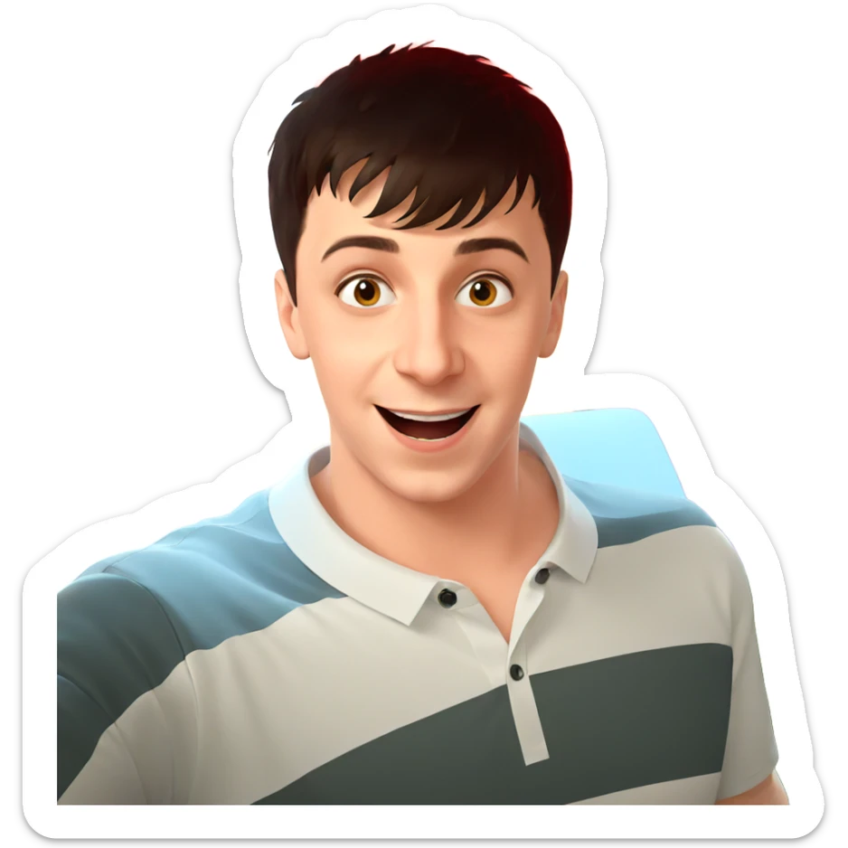 happy boy with phone sticker