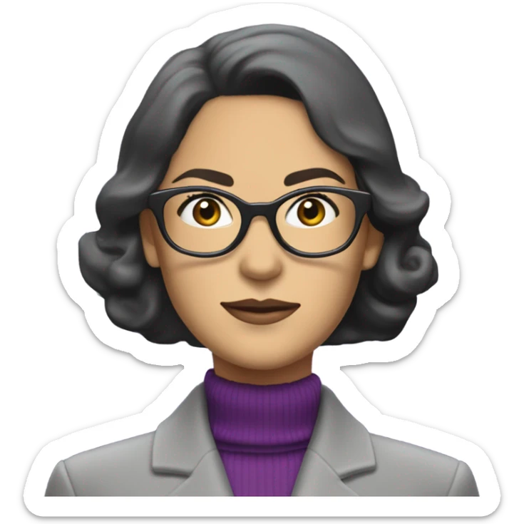 70’s Tv show Diana Prince wearing grey suit with purple turtleneck and eyeglasses  sticker