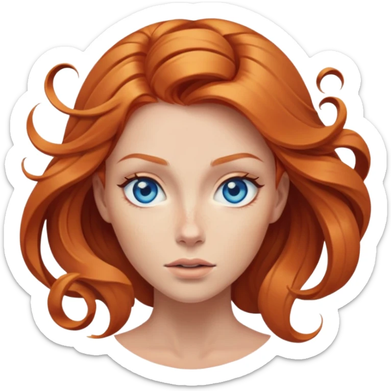 scream female ginger hair blue eyes middle of face turning in to a black swirling vortex sticker