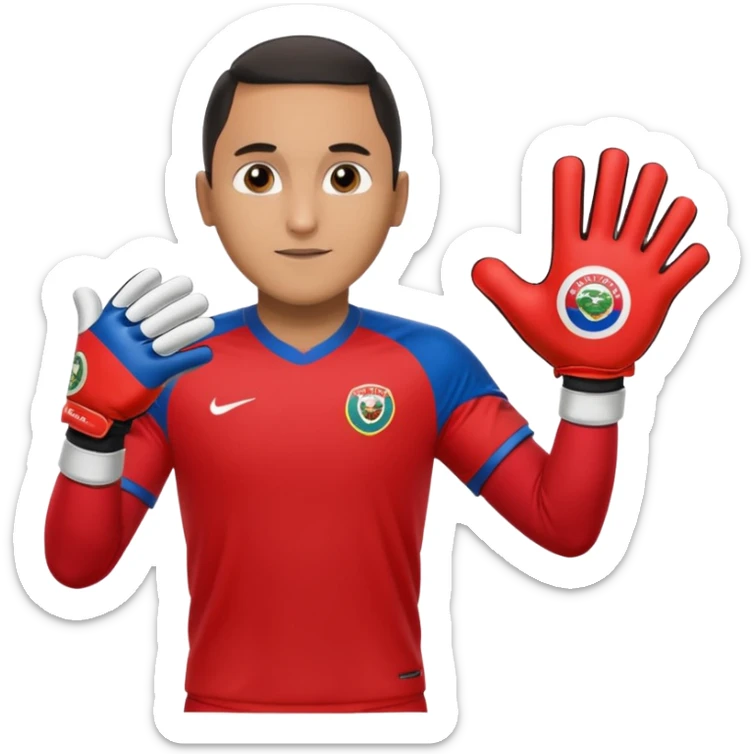 Keylor NavasK camisa roja de Costa Rica  y guantes de portero qué el escudo de costa  rica sea la bandera dentro de un circulo blanco  sticker