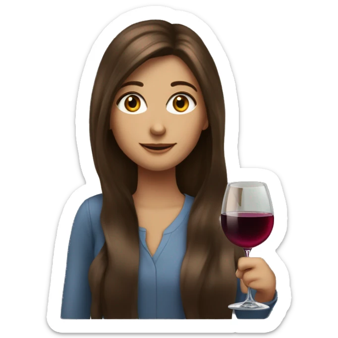 girl with long brown hair and brown eyes, with a glass of wine and KPMG with golden sticker