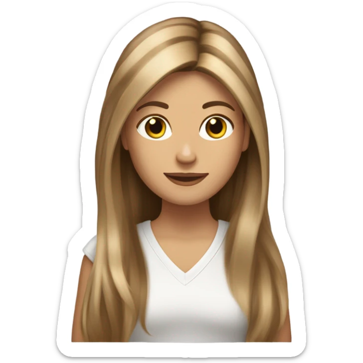 Long brown hair with blonde highlights, white skin with a Yorkshire terrier sticker