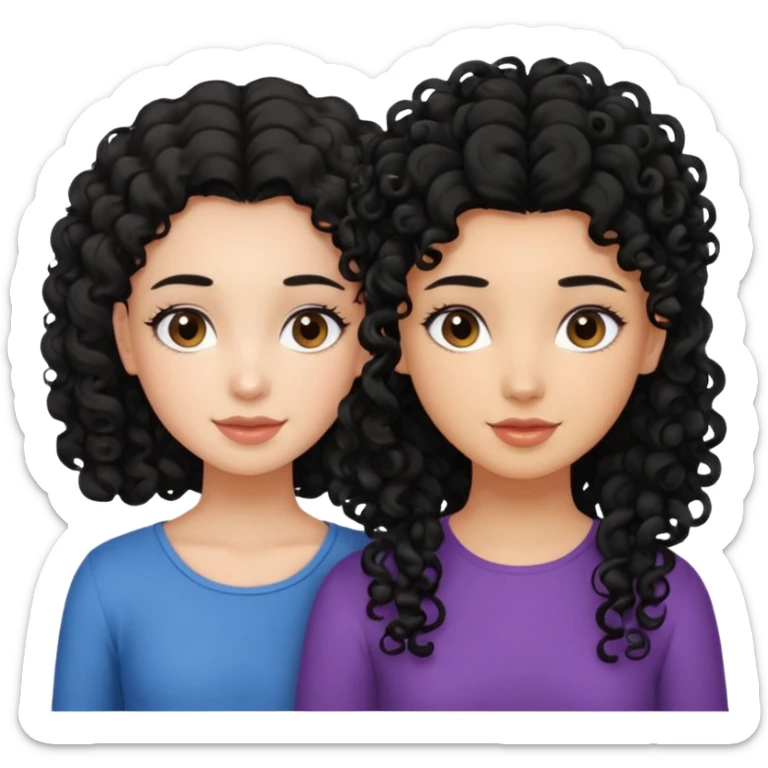 a pretty bratz fair girl with curly black hair with another girl bestfriend. Seconc girl has straight hair and is tan sticker