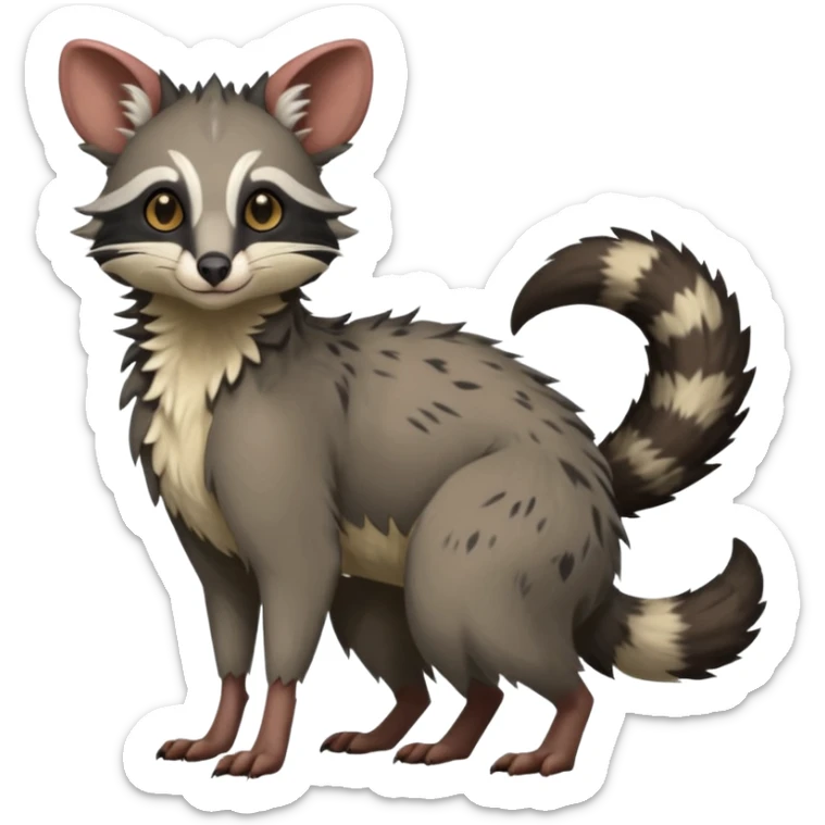 Genet-Marsupial-Possum-Vernid-Sergal-Fakémon-hybrid, by LiLaiRa-griffsnuff, full body sticker