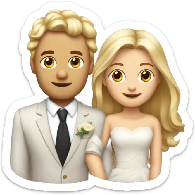 Blonde Frau lange Haare und Mann mit braune Haare und Bart heiraten sticker