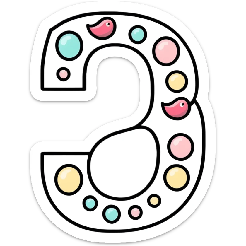Elegant number 6 made of pearls or with pearl decorations sticker