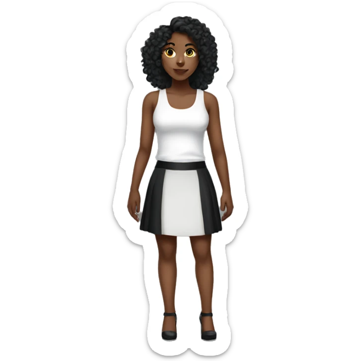 red hired girl in white tank top black skirt and heels sticker