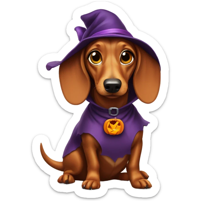 dachshund dog in Halloween costume, known as a Halloweenie sticker