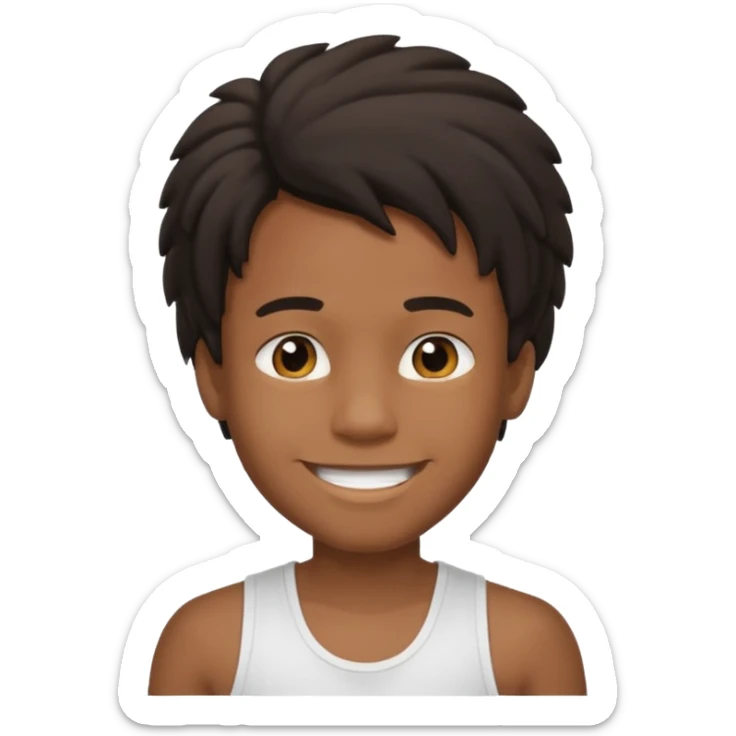 Je veut un garçon qui a des cheveux locks mi long c un renoi il porte un débardeur blanc et qui sourit sticker