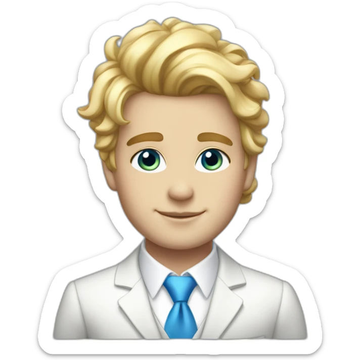 Posh-boy-with-white-suit-and-blue-eyes-and-rainbow-unicorn-hair sticker
