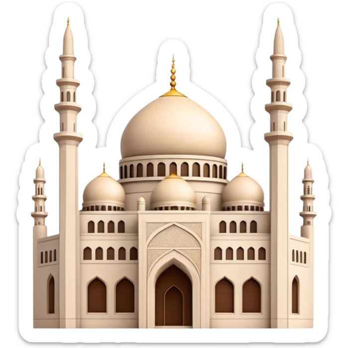 Cinematic Realistic Mohammad Al-Amin Mosque Landmark Emoji, showcasing the intricate architecture of the mosque rendered with rich textures and majestic, soft lighting. sticker