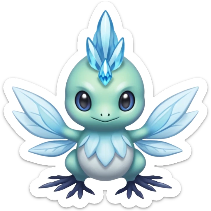 elemental icy floral ethereal glacial Axew-Rufflet-Brionne-Celebi-Pokémon-Fakémon-hybrid-creature sticker