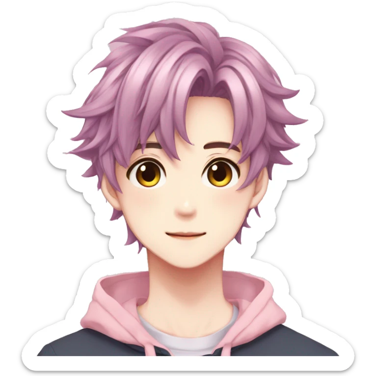 Gorgeous colorful shiny pastel anime style shojo man with blushing face aesthetic and pretty hair trending style sticker
