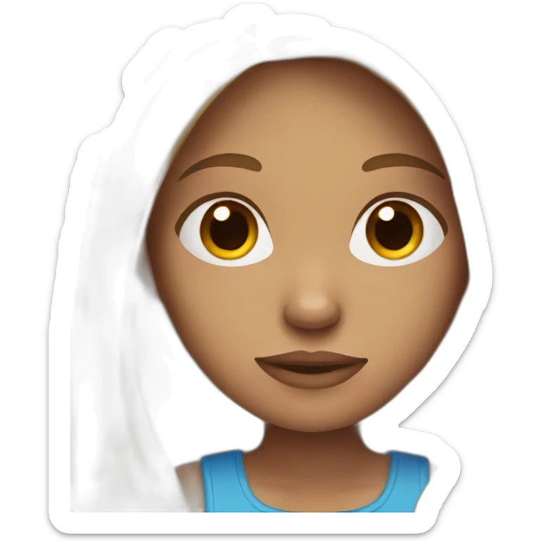 girl with blue eyes with brown straight long hair and with freckles sticker