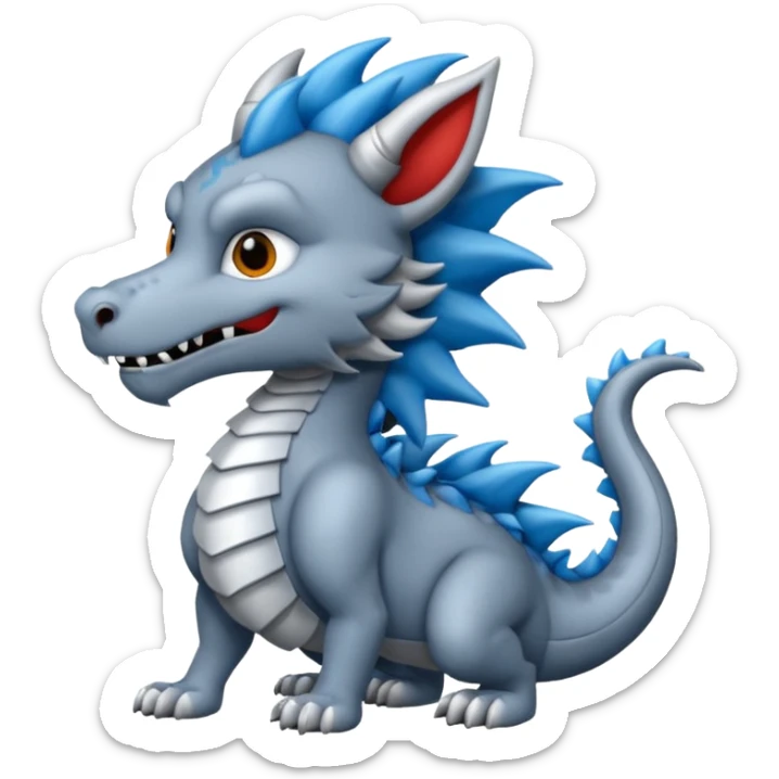 Lobo gris y dragon azul abrazandose sticker