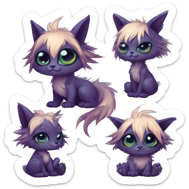 Cool cute Kawaii edgy fantasy shiny chibi animal creature fursona Fionbri vernid by griffsnuff & LiLaiRa & Falvie full bodyal sticker