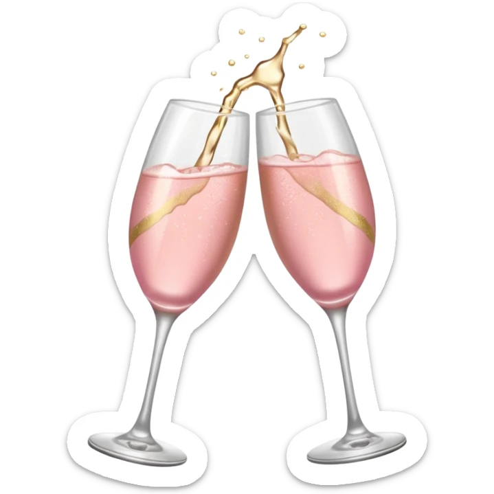 glasses of pastel pink champagne are smashing against each other sticker