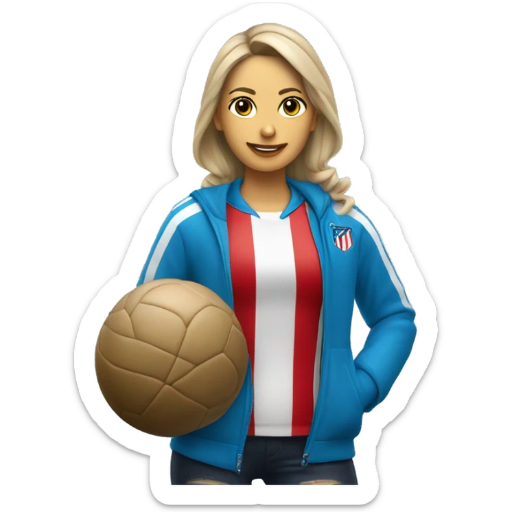 Chica con rulos y campera azul del club atlético argentino de firmat sticker