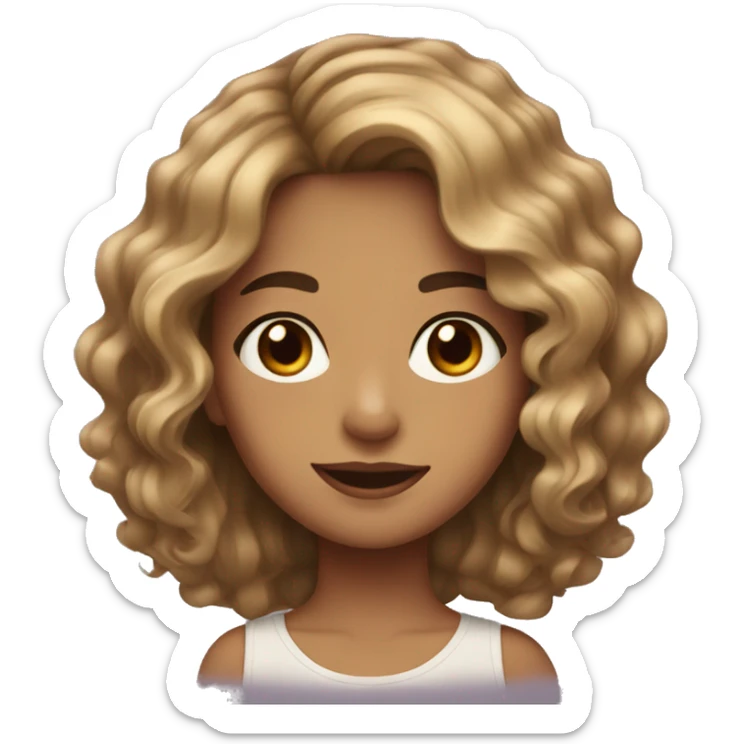 A girl with wavy hair, short, brown with blonde highlights, brown eyes  sticker