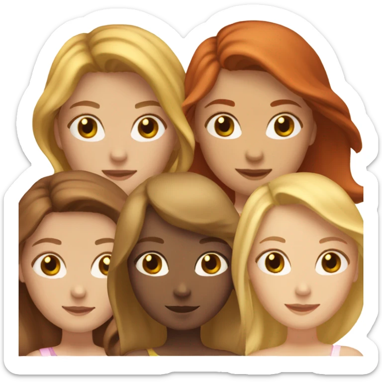 6 girls, 1 brunette, 3 long hair blondes, 1 redhead and 1 short hair blonde  sticker