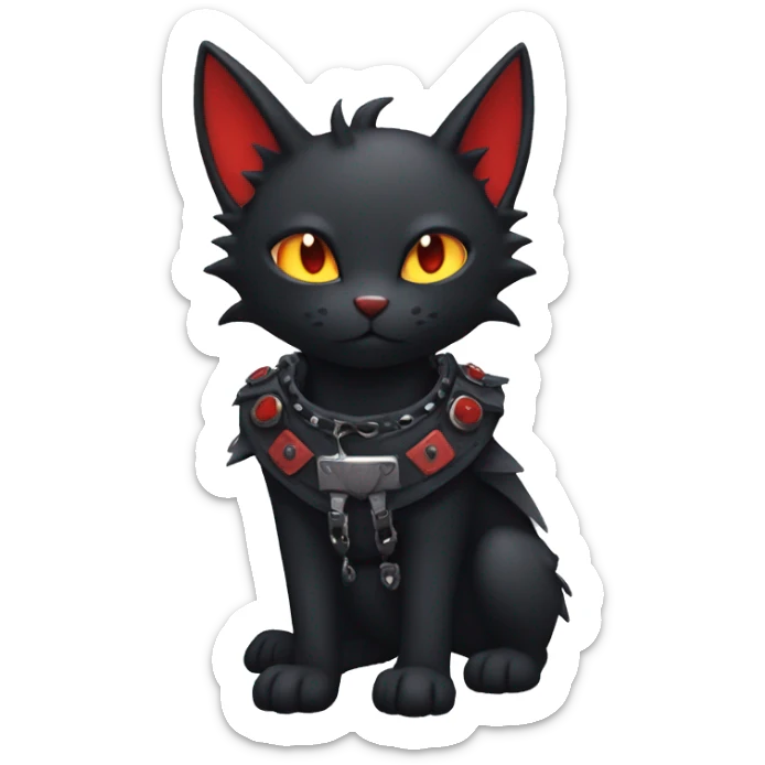 cool edgy black punk red ethereal fantasy nargacuga-bat-cat-Fakemon collar harness full body sticker